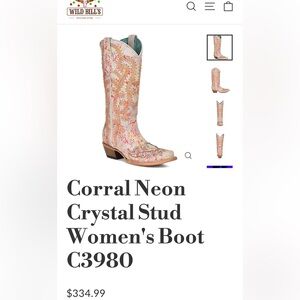 Corral Pink and Orange Crystal Studded Boots